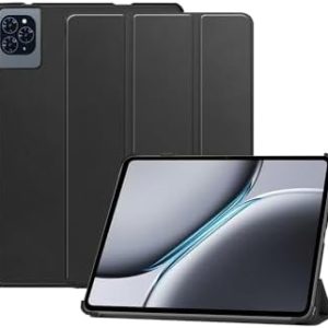 TABWEE T90 11-Zoll Tri-Fold Magnetic Case - Anti-Drop Kunstleder Cover Schwarz, stoßfest & Kratzfest, Auto Sleep/Wake