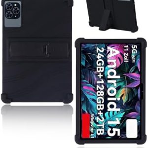 Schutzhülle für TABWEE T90 11 Zoll, yystao Kinder Weiche Silikon-Tablet-Hülle mit verstellbarem Ständer (Schwarz)
