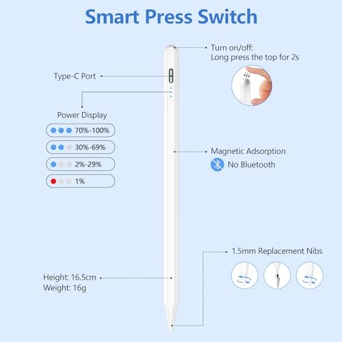 41aqwvotxpl. ac .jpg Hochpräziser Stift für Android Tablets und Handys (Schwarz) | Neigungsempfindlicher Stylus für Samsung, Huawei, Lenovo,