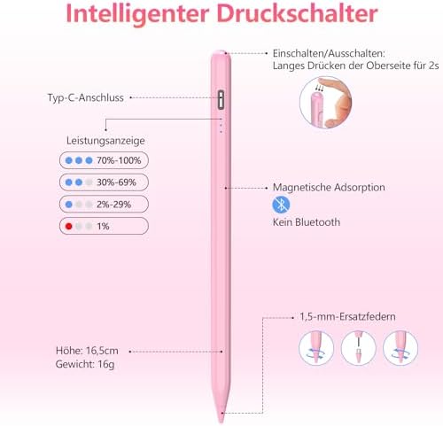 41o1eockrpl. ac .jpg Hochpräziser Stift für Android Tablets und Handys (Schwarz) | Neigungsempfindlicher Stylus für Samsung, Huawei, Lenovo,