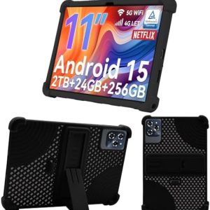 TABWEE W90/TABWEE T90 11 Zoll Weiche Silikon Schutzhülle - Stoßfest & Kratzfest mit Verstellbarem Ständer - Schwarz