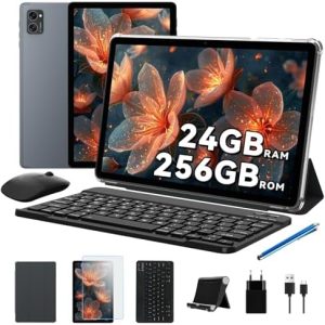 TABWEE Tablet mit Tastatur und Stift - 24 GB RAM+256 GB ROM, Gemini AI, Face ID