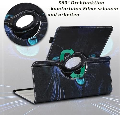 51jgsfjo7wl. ac .jpg Tablet Schutzhülle kompatibel mit Tabwee Tablet T80 / T90 / W90, 360 Grad Drehbar, Standfunktion, schwarze Kunstleder Hü