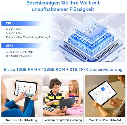 51ngmt3qml. ac .jpg TABWEE T80 5G Tablet 10 Zoll - 18GB RAM+128GB ROM, 6000mAh, 5G WiFi, Face ID, 2 Jahre Garantie (ClimatePartner
