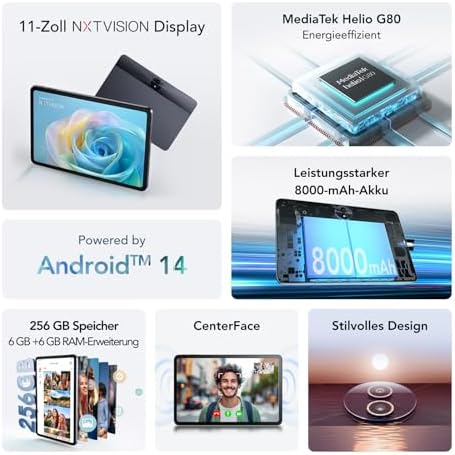 51xpwwqxqtl. ac .jpg TCL TAB 11 Gen 2 Tablet - 11-Zoll Display, 256GB Speicher, 6GB RAM, Android WiFi Tablet - Schnellladen, 8000mAh Akku