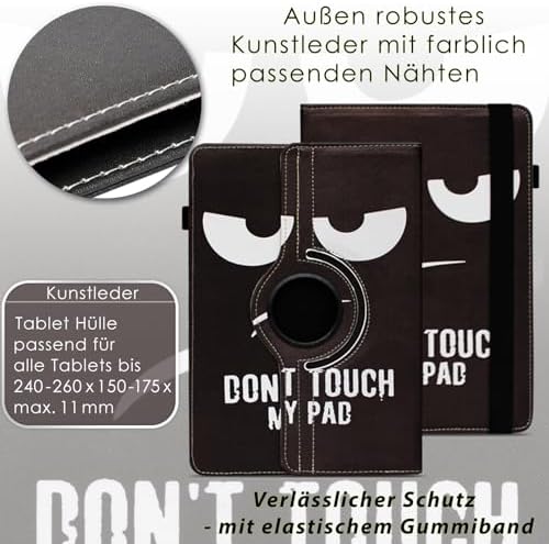 51hrk6jp5al. ac .jpg Tablet Schutzhülle kompatibel mit Tabwee Tablet T80 / T90 / W90, 360 Grad Drehbar, Standfunktion, schwarze Kunstleder Hü