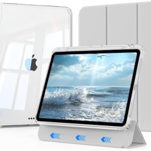 Hülle für iPad (A16) 11./10. Generation (2025/2022) Schwarz Grau 2-in-1 Abnehmbare Ständer Auto-Schlafen/Wecken Transpar
