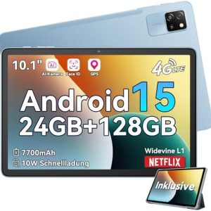 Blackview Tab60 Pro 10 Zoll Tablet + 4G LTE + 5G WiFi + 24GB RAM, Widevine L1 HD Display, 7700mAh Akku, Octa Core PC Tab