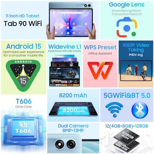 51ahcbuflml. ac .jpg Blackview Tab90 WiFi Android 15 Tablet 12GB RAM 2TB TF, Großes Display 8200mAh Akku, 5G WiFi