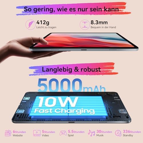 51boupsbunl. ac .jpg Android 14 Tablet 10 Zoll + Octa Core + Tastaturen + Grau Android 14 Tablet 10 Zoll + 24(8+16) GB RAM + Grau Android 14