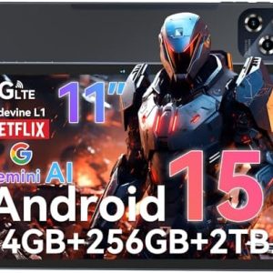 TABWEE W90 Android 15 Tablet 11 Zoll - 24GB RAM+256GB ROM, FHD Großes Display, Dual 4G LTE+5G WiFi, Octa Core T615, 8000