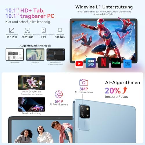 51j4m3ysjil. ac .jpg Blackview Tab60 Pro 24GB RAM+128GB ROM 4G LTE+5G WiFi Gaming Tablet 7700mAh Akku GPS Face ID Whiteview Tablet PC 10 Zoll