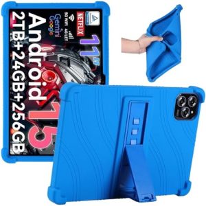 Junfire Silikonhülle für Tabwee W90 11 Zoll Tablet, Hülle mit Kickstand für Tabwee W90/T90 Android, Blau