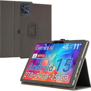 TABWEE W90 11 Zoll Hülle, leichten PU Leder Folio Ständer Schutzhülle Etui Case, für Business-USA, Schwarz