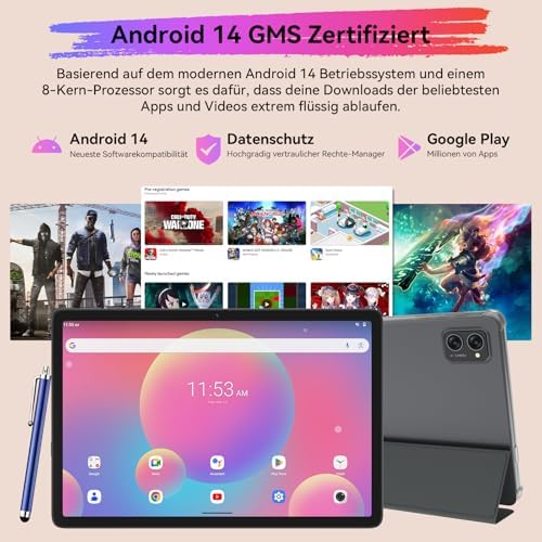 51ueksq70hl. ac .jpg Android 14 Tablet 10 Zoll + Octa Core + Tastaturen + Grau Android 14 Tablet 10 Zoll + 24(8+16) GB RAM + Grau Android 14